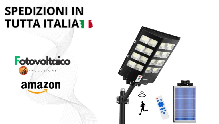 Faro a LED con pannello solare da 3000W installato all'esterno di una casa moderna durante il tramonto