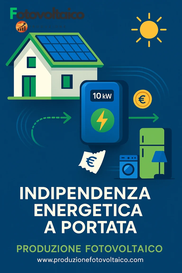 Batteria accumulo fotovoltaico 10 kW collegata a pannelli solari su tetto casa moderna - Calcola il prezzo e risparmia con www.produzionefotovoltaico.com