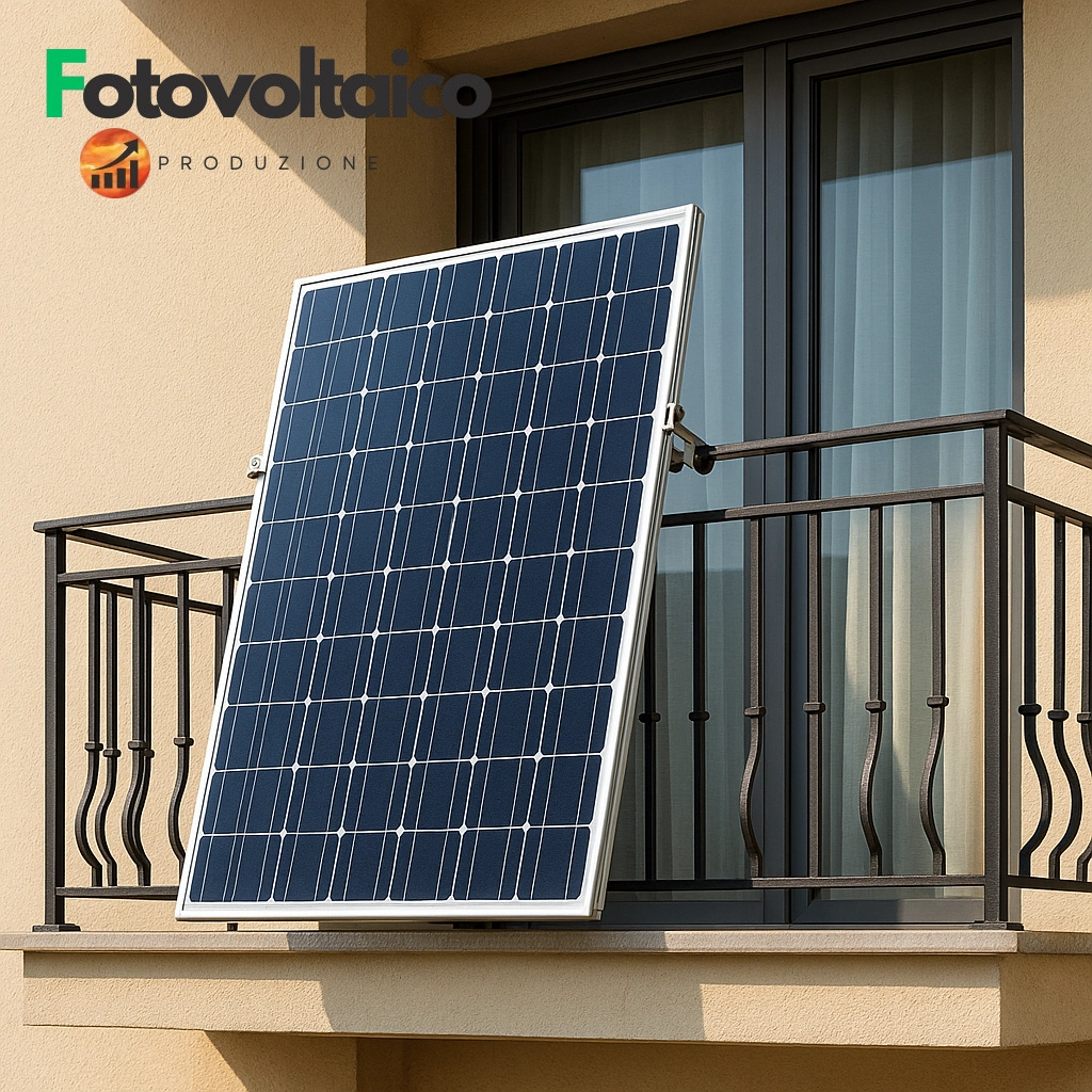 Fotovoltaico da balcone Lidl installato su terrazzo urbano. Kit Parkside con pannelli solari 2025, prezzo accessibile e design compatto per la Vale centrale elettrica