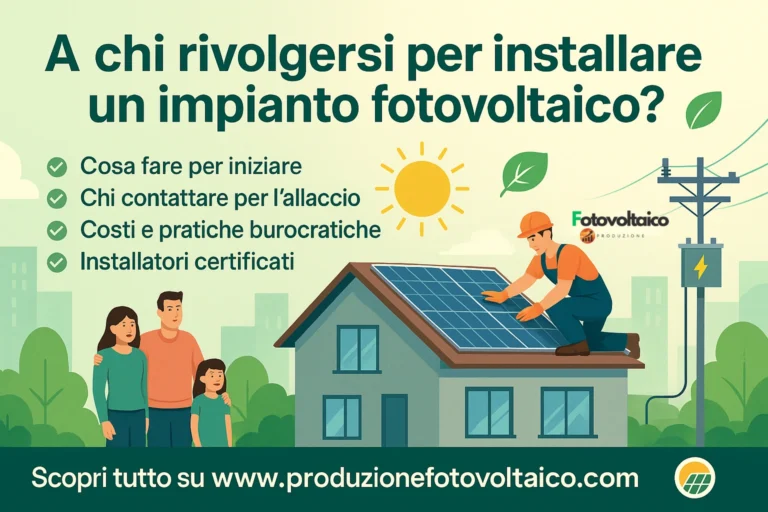 Tecnico specializzato installa pannelli fotovoltaici sul tetto di una casa moderna, con famiglia soddisfatta. Scopri a chi rivolgersi e i costi su www.produzionefotovoltaico.com