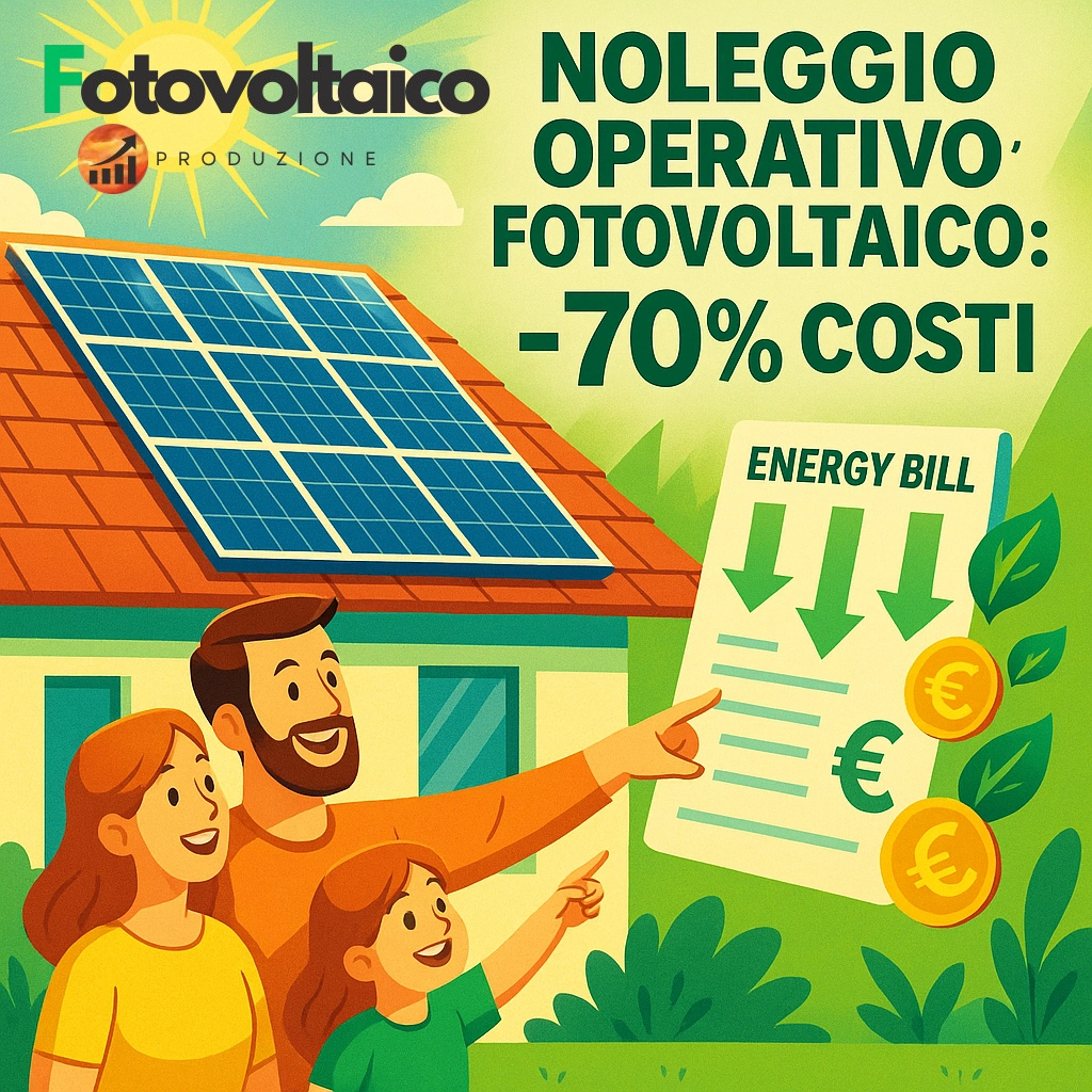 Impianto fotovoltaico in noleggio operativo per risparmiare energia e costi. Soluzione ideale per privati e aziende.