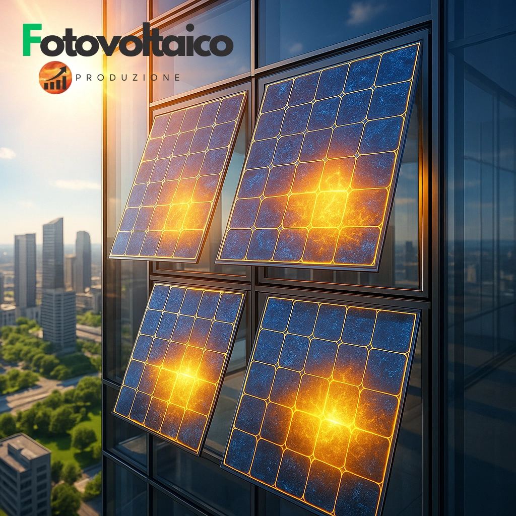Perovskite fotovoltaico su tetto residenziale con pannelli innovativi ad alta efficienza energetica.