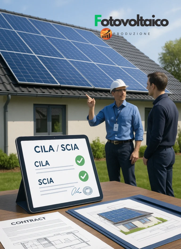 Impianto fotovoltaico CILA o SCIA su tetto di casa con documenti approvati e tecnico in consulenza