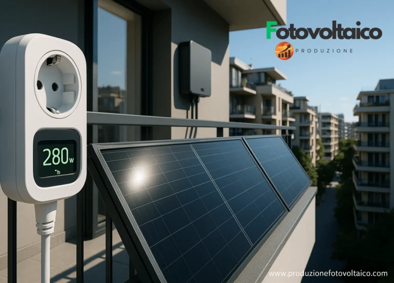 Pannelli solari appartamento installati sul balcone con sistema thin-film e inverter compatto in ambiente urbano moderno