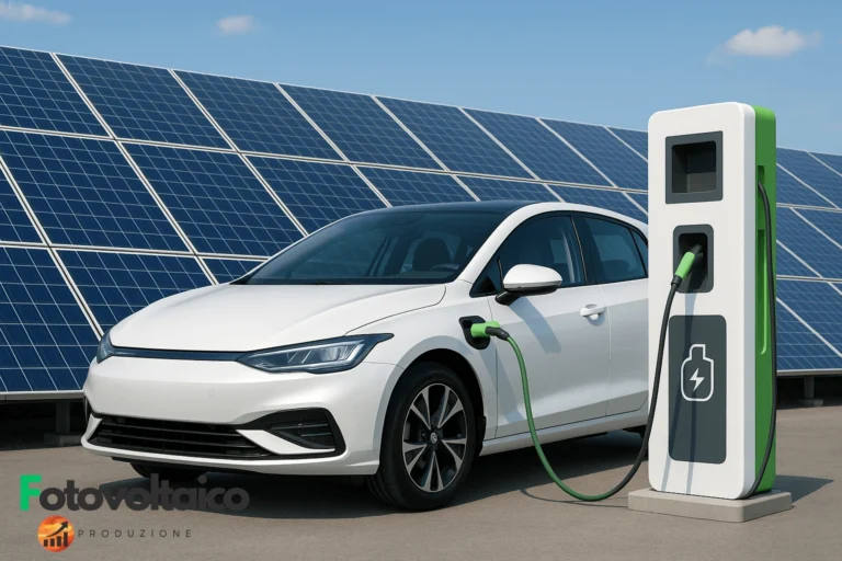 Auto elettrica in ricarica presso rivenditore con impianto solare – rivenditori auto elettriche Lombardia
