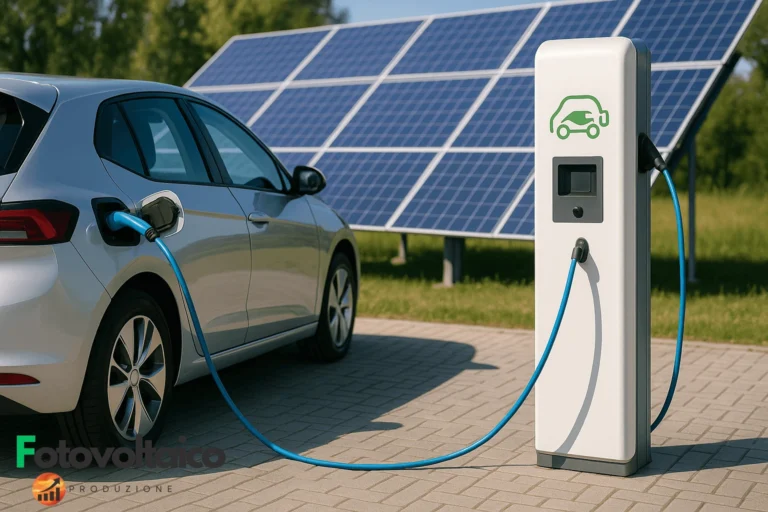 Stazione di ricarica per auto elettriche alimentata da energia solare, esempio di vendita colonnine ricarica auto elettriche