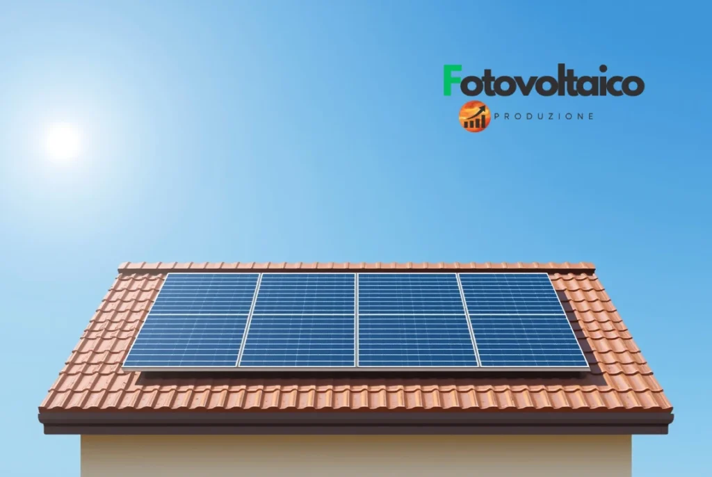 Pannello fotovoltaico usato installato su tetto residenziale con cielo sereno
