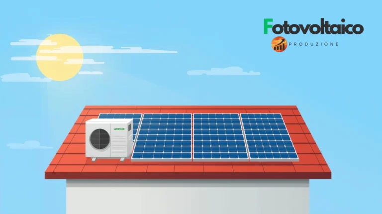 Un tetto residenziale moderno con un'installazione combinata di pannelli per fotovoltaico e solare termico per l'efficienza energetica.