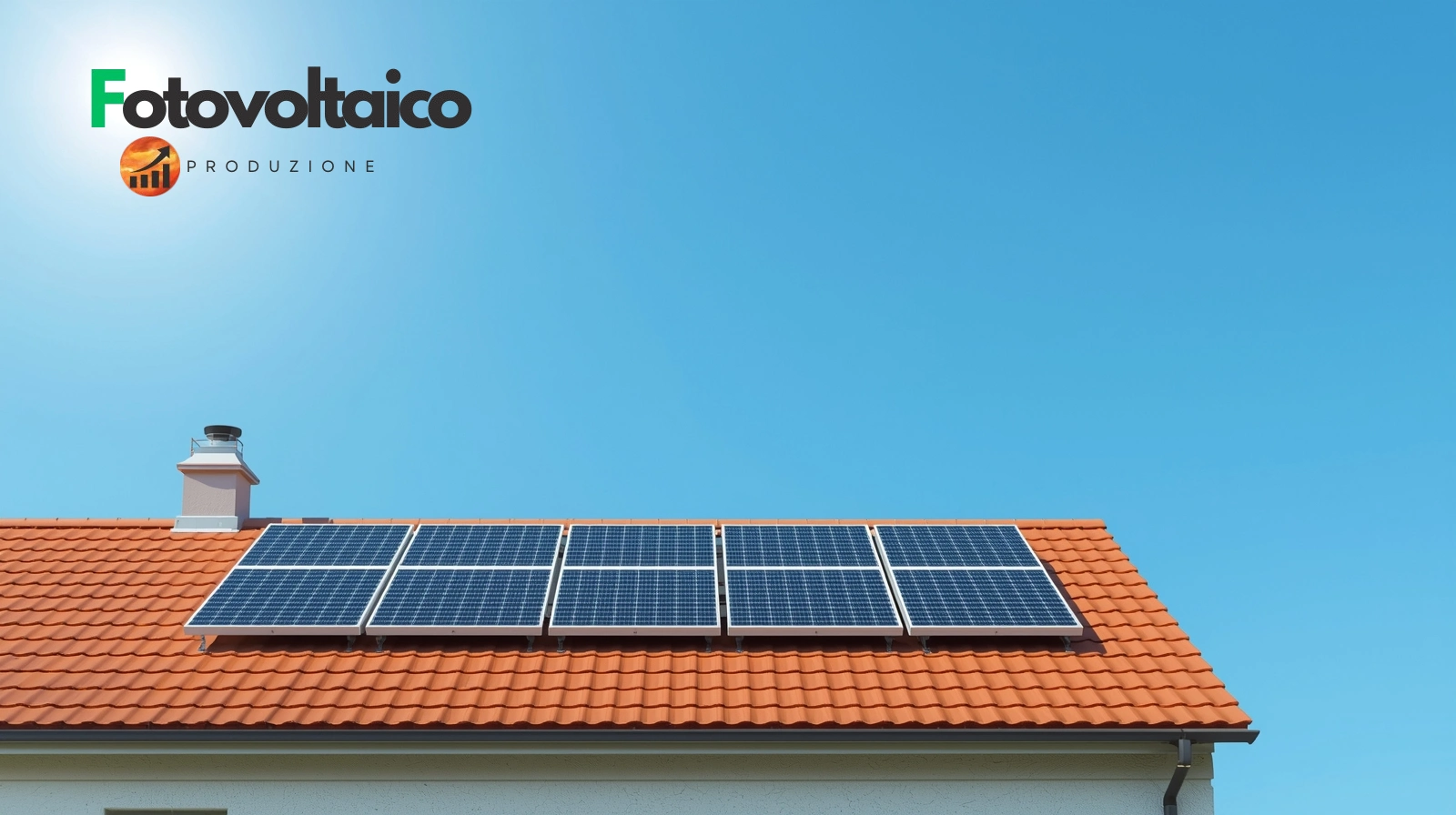 Una casa moderna con pannelli solari sul tetto e sistema di accumulo energetico per massimizzare il risparmio con fotovoltaico.